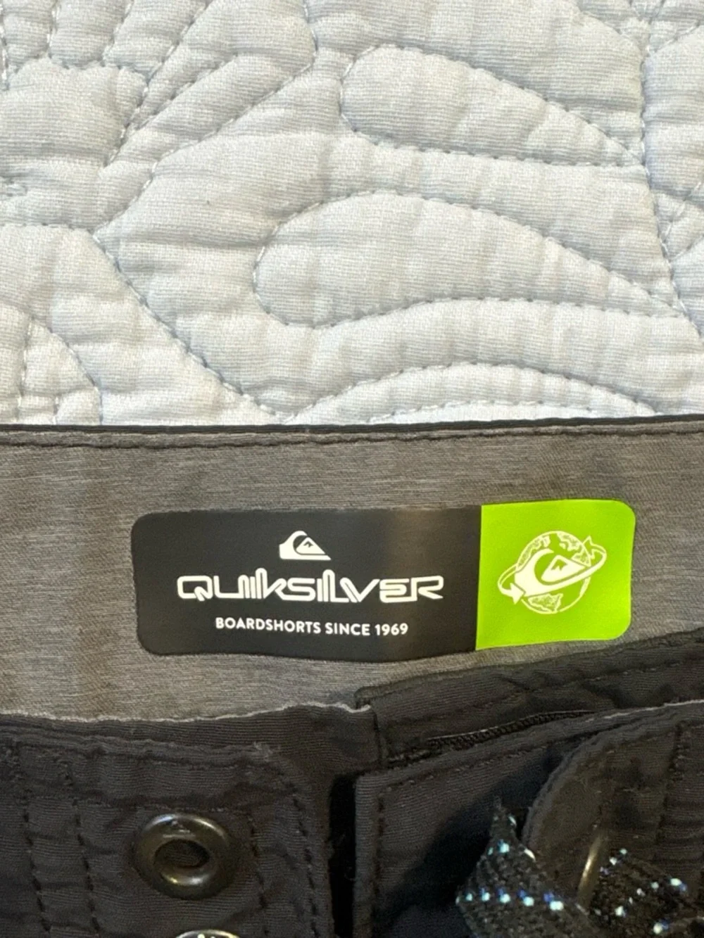 Quiksilver Black Swim Board Shorts with Blue & Yellow Side Panels
